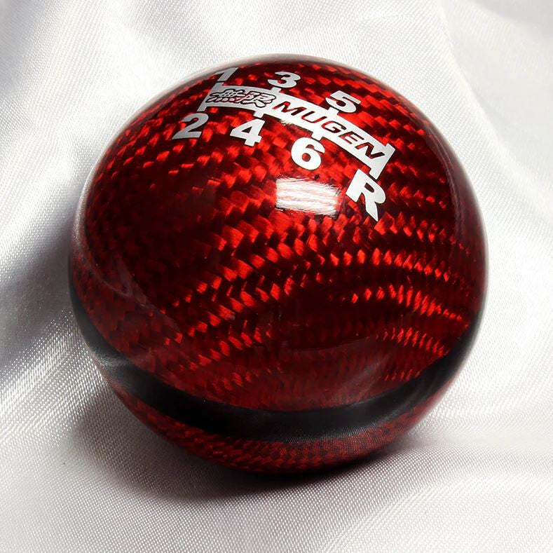 Car Shift Knob 6-speed Mugen Red Carbon Fiber 1.50 Thread Pattern for Mazda