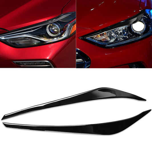 Eyelids Headlight Eyebrows Trim for Hyundai for Elantra 2016-2018 Glossy Black