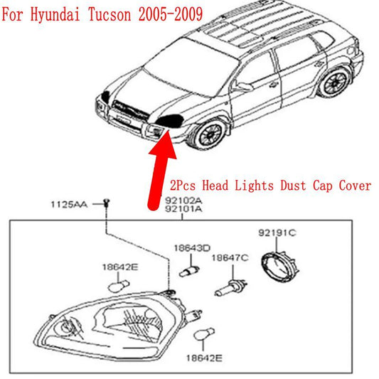 2-pack headlight dust cover caps 921912E000 for Hyundai for Tucson 05-2009