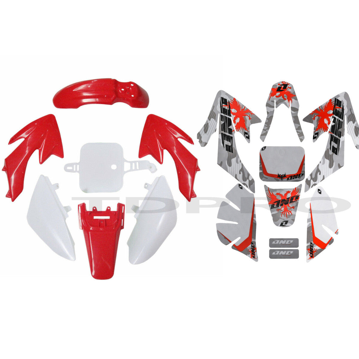 Red Plastics Fender Sticker Kit For CRF50 Pit Dirt Bike 90cc 110cc 125cc Atomik