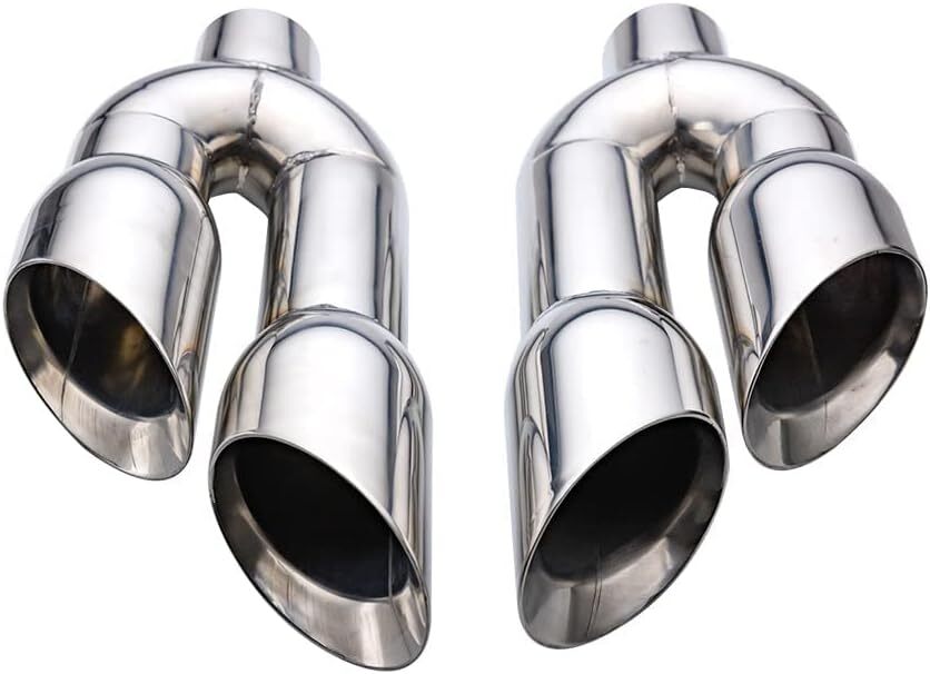 Pair 80mm 3'' ID Exhaust Tip Dual Exhaust Tips Slant Tailpipe 4 OD 16 Length