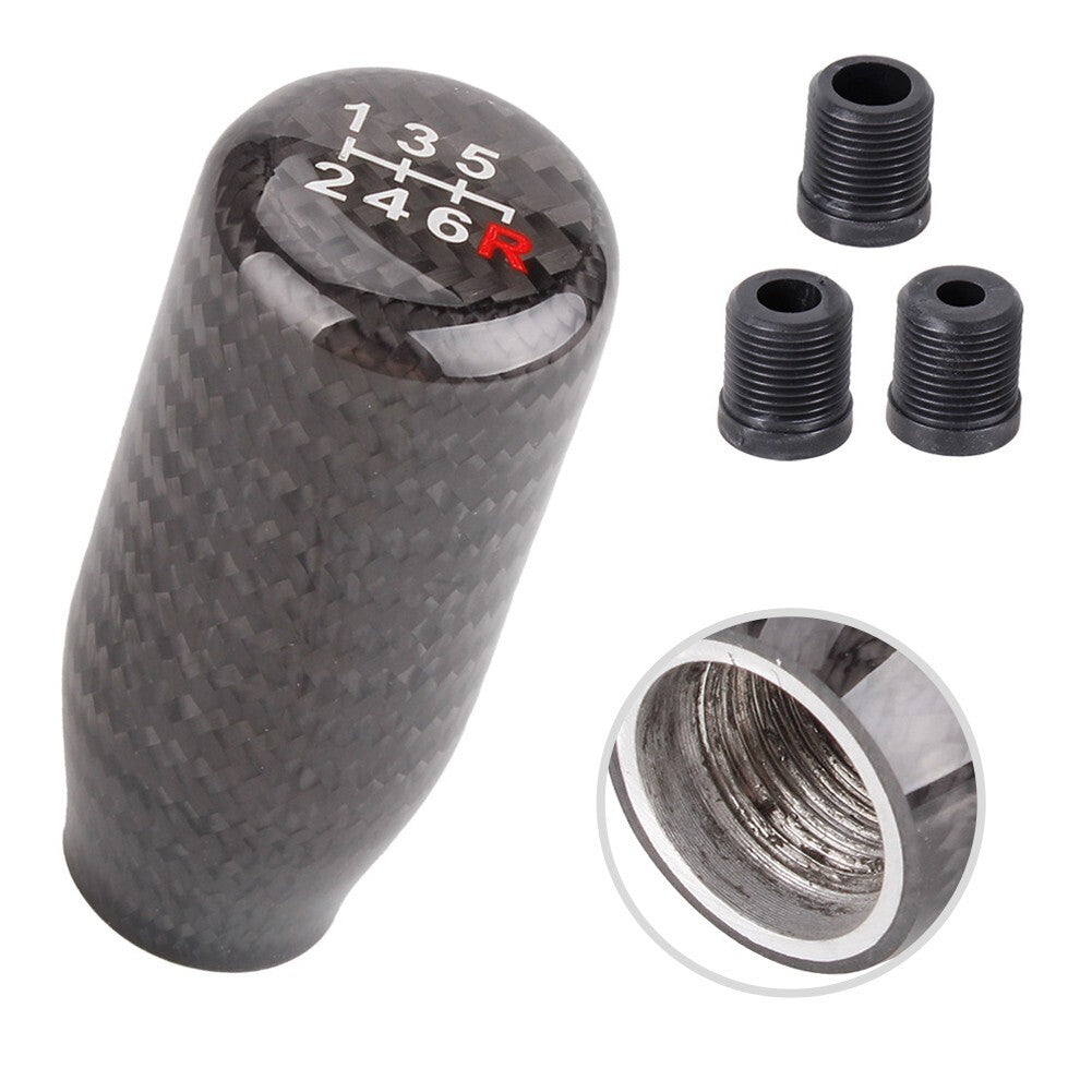 Real Black Carbon Fiber Manual Gear Shift Knob Shifter Lever 6 Speed