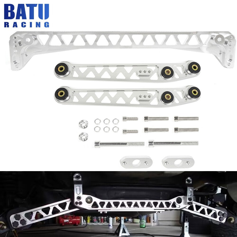 New Billet Rear Lower Control Arm+Subframe Brace for 96-00 for Honda for Civic EK Silver