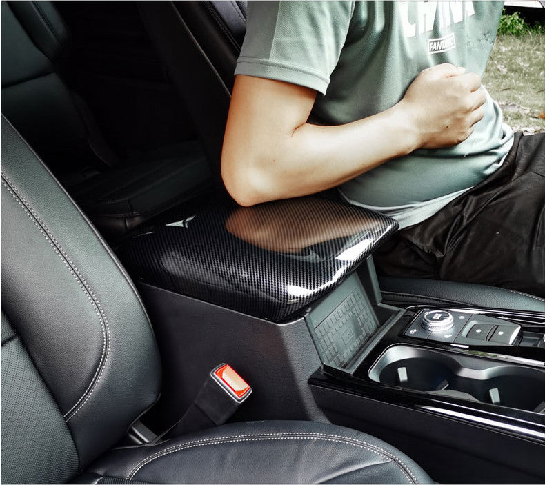 Carbon fiber Central Storage Box Cover Trim for Ford Explorer 2020-2023