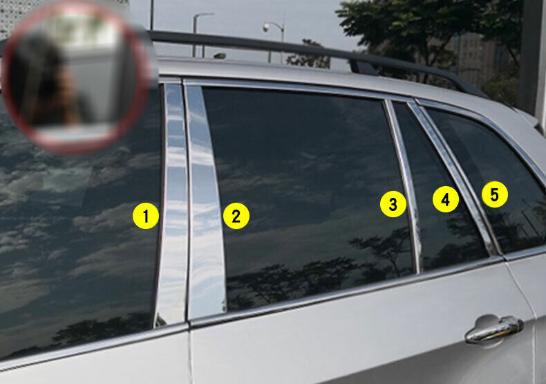 Fit for BMW X5 E70 2008-2013 Silver Steel BC Pillar Post Panel Window Trim Cover