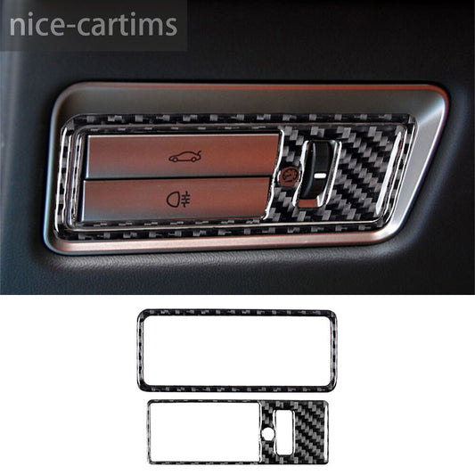 2¡ÁCarbon Fiber Inner Rear Trunk Switch Button Panel Trim for Jaguar XF 2009-2011