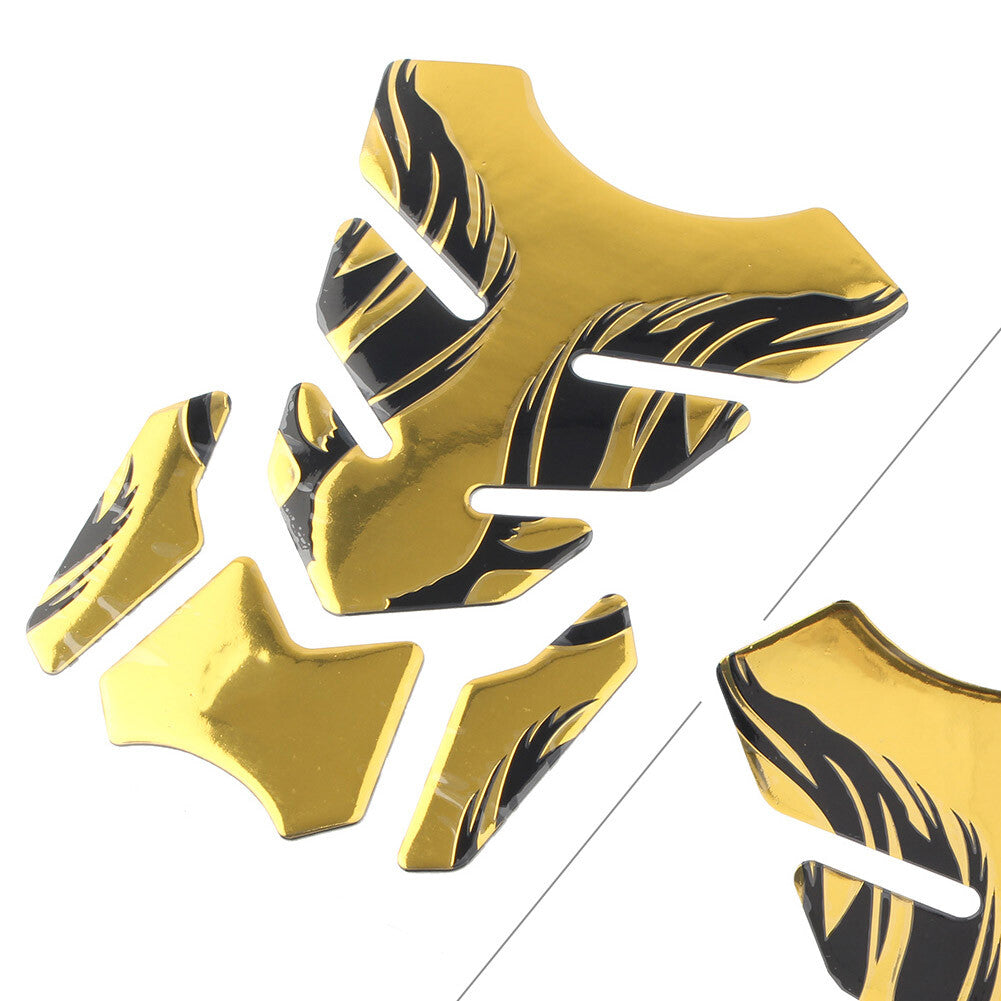 Motorcycle Gold Tank Pad Gel Oil Gas Fuel Tank Protector Fishbone Decal Sticker