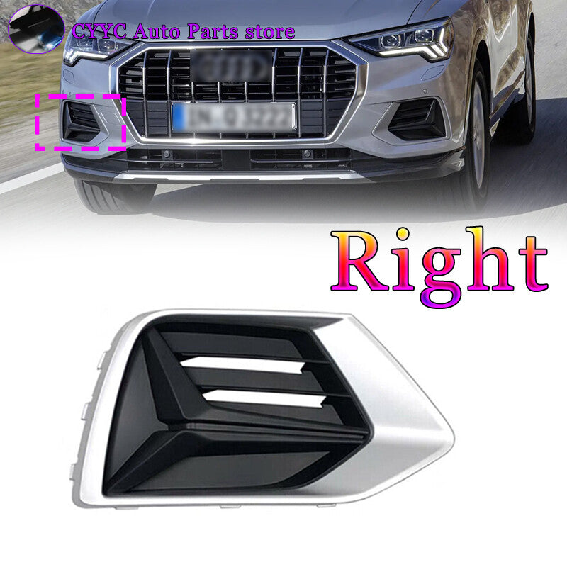 Right for Audi Q3 2019-2022 ABS Front Bumper Grille Fog Lamp Cover