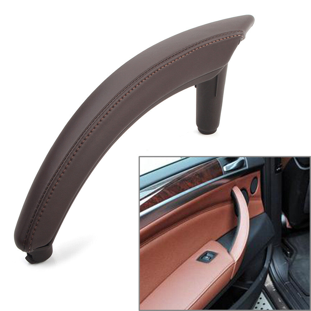 for BMW X5 X6 E70 Mocha Door Trim Pull Handle Left Side Real Leather 1Pcs