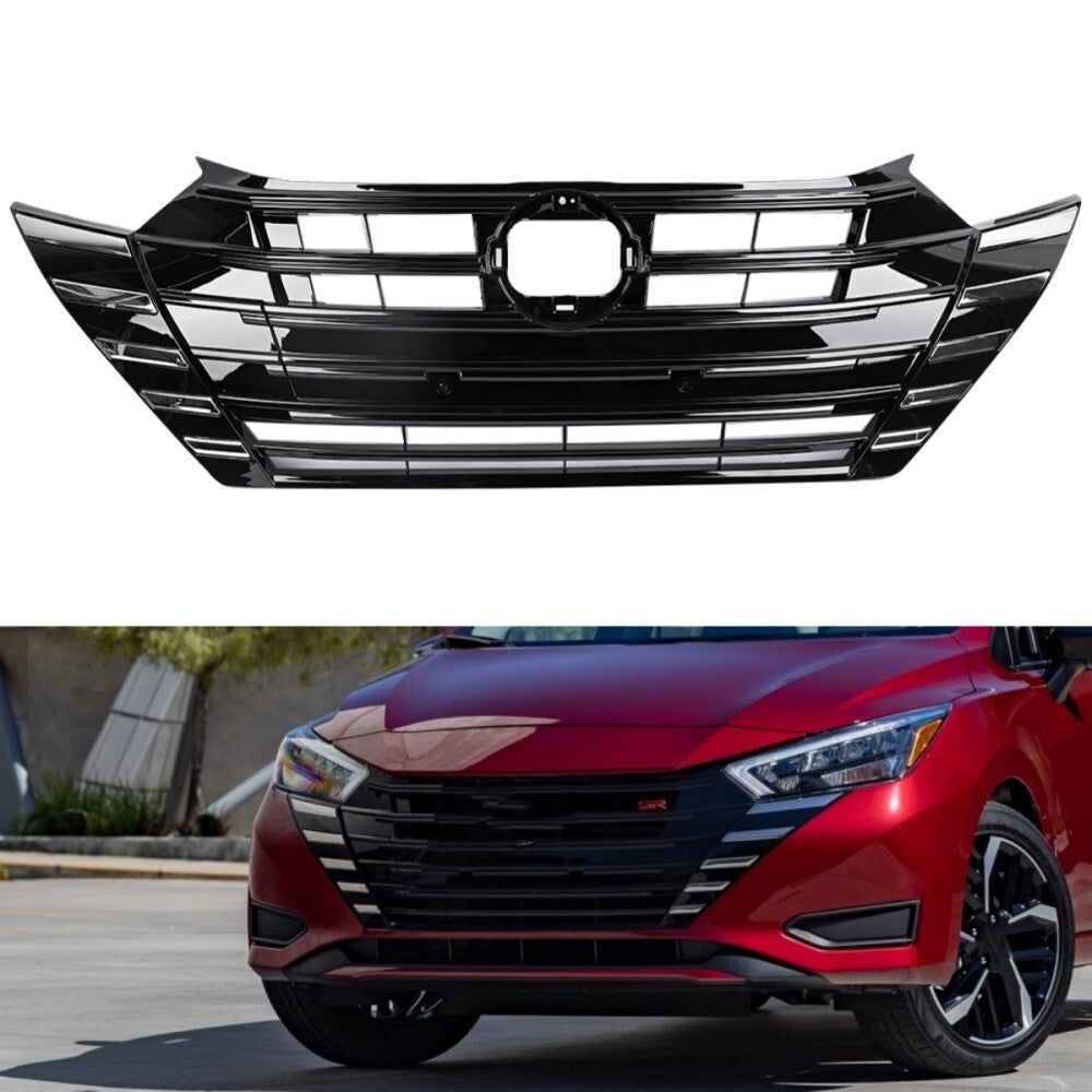 Front Bumper Grille Assembly Chrome Black For 2023 2024 2025 for Nissan Versa