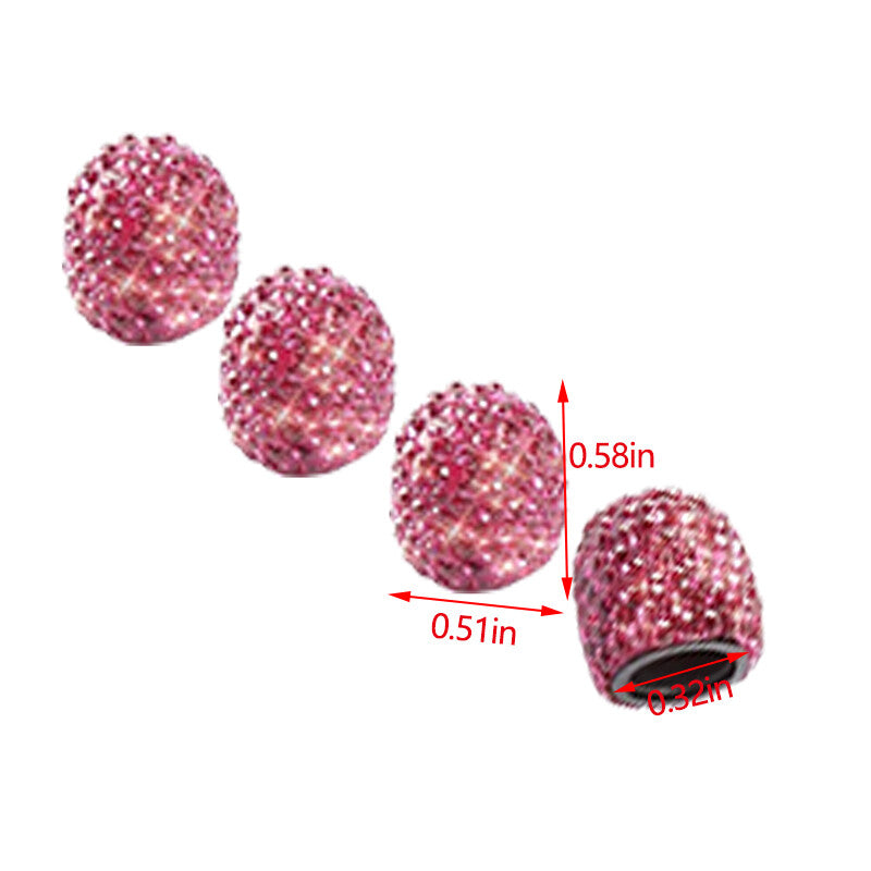 4Pcs Fashion Diamond Bling Car Tyre Tire Wheel Rims Air Valve Stem Cap Dark Pink