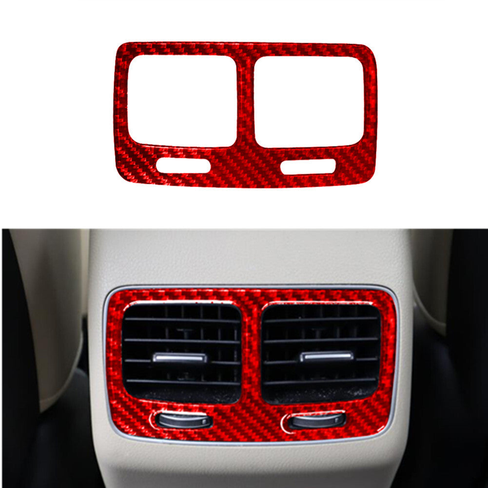 Red Carbon Fiber Rear Air Vent Outlet Frame Cover Trim for KIA Cadenza 2014-2016