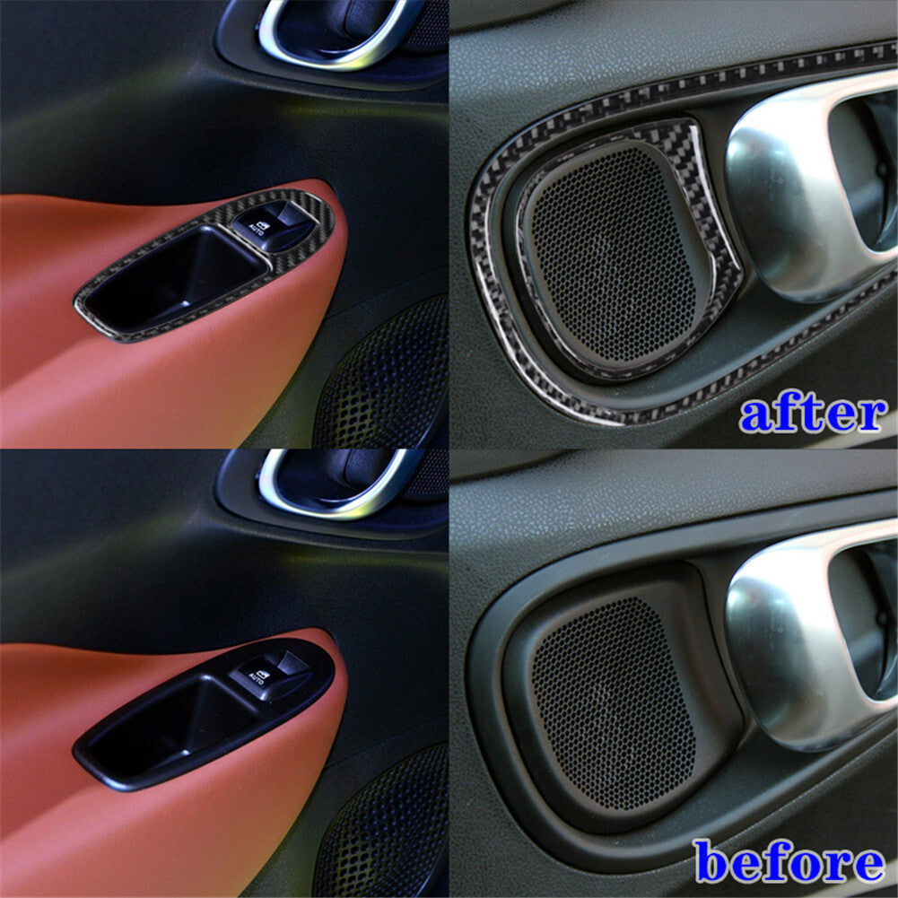 6PCS Carbon Fiber Interior Rear Door Handle Trim Cover for Fiat 500L 2014-2017