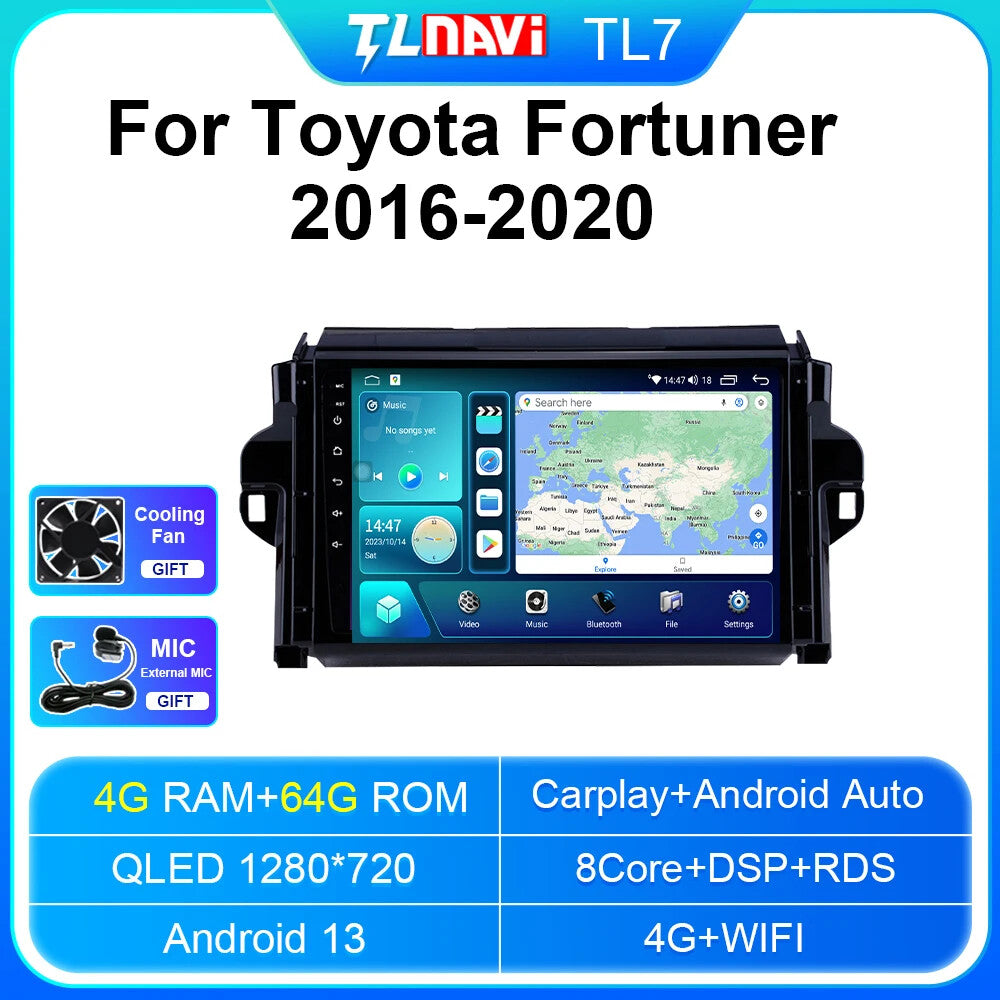 for Toyota Fortuner 2 2016-2020 CarPlay Car Radio GPS Multimedia Player Screen