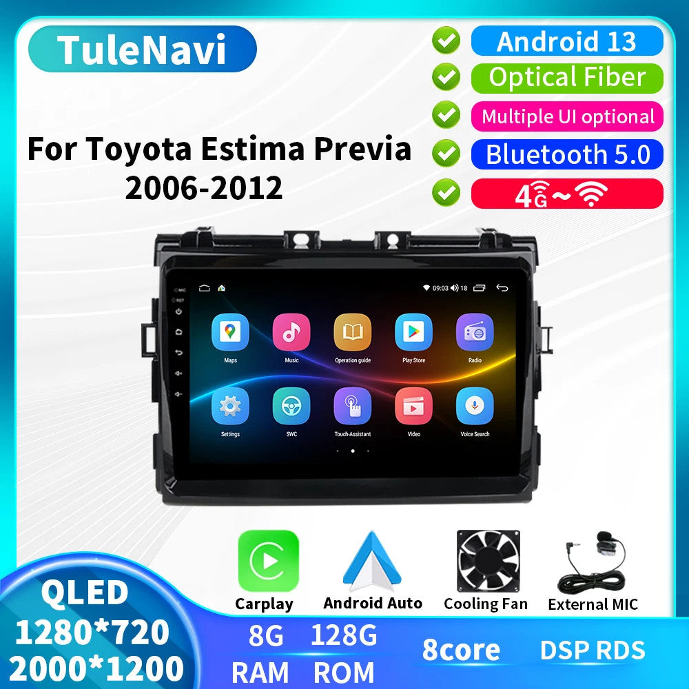 CarPlay Car Radio for Toyota Estima Previa 3 XR50 2006-2012 GPS Player Screen