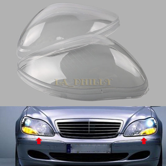 Pair Headlight Headlamp Clear Lens Cover for Benz W220 S600 S500 S320 S350 98-05