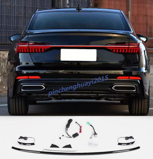 2019 - 2023 Smoked Black Rear Door and Trunk LED Taillight Trim for Audi A6 C8 Sedan