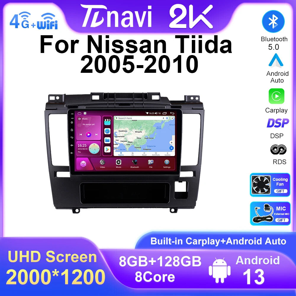 for Nissan Tiida C11 2005-2010 Android CarPlay Car Radio GPS Video Player Screen