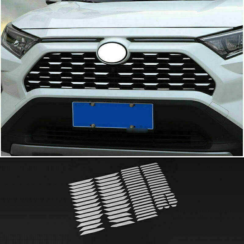 Stainless Steel Front Bumper Mesh Grille Decor Sticker for Toyota RAV4 2019-2024
