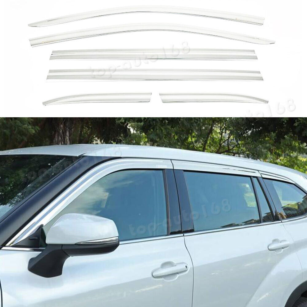 Chrome Window Visor Vent Shades Sun Rain Guard for Toyota Highlander 2020-2024