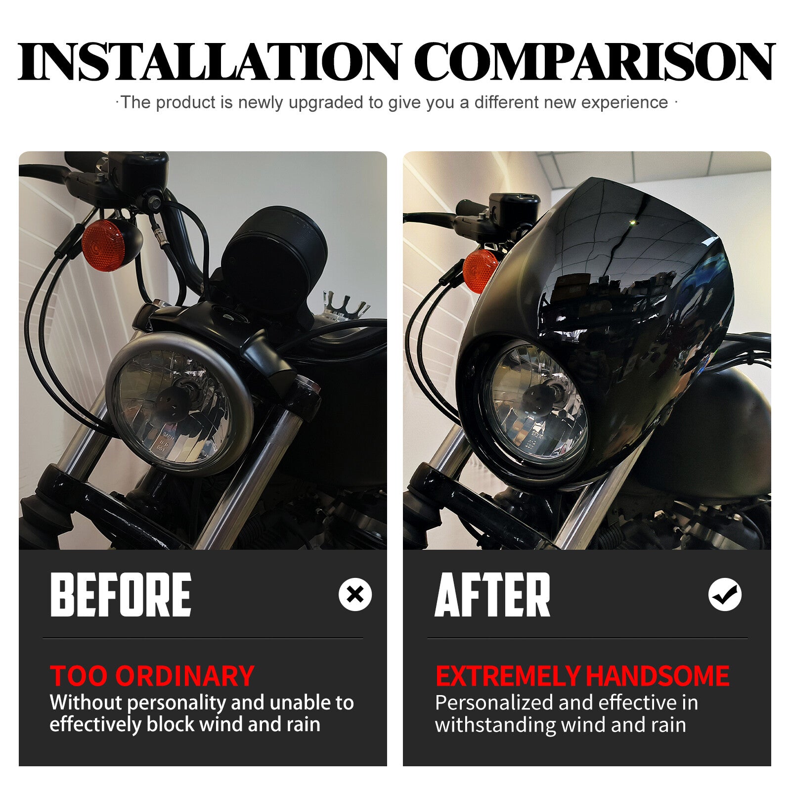 Gloss Black Front Headlight Fairing Cowl Cafe Racer for Harley Sportster Dyna FX