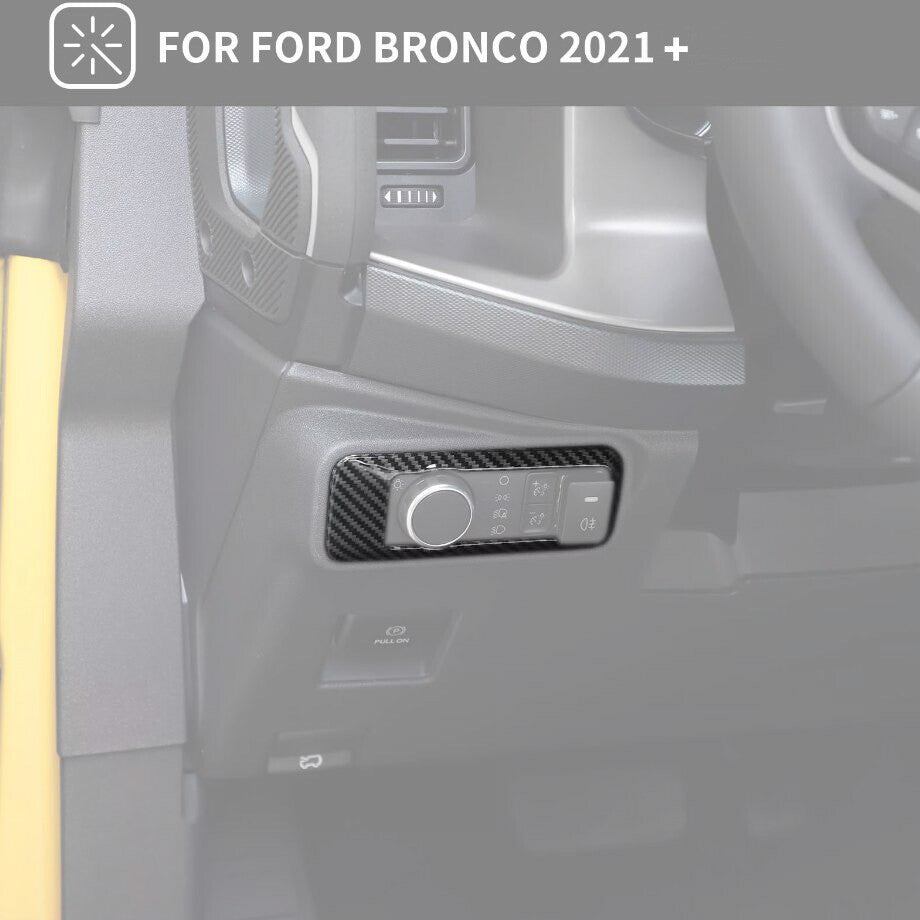 Suitable for 2021-2024 for Ford for Mustang ABS Carbon Fiber Interior Headlight Switch Button Cover Cover