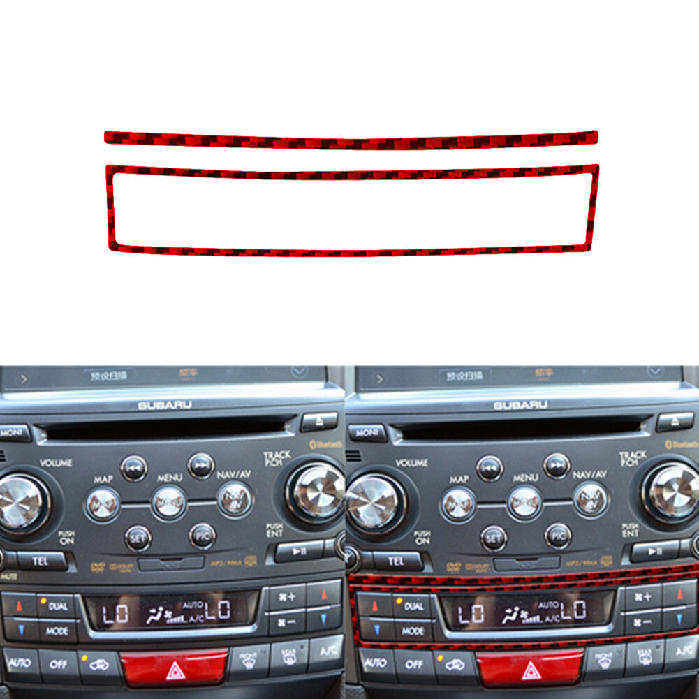 Red Carbon Fiber Digital Climate Control Cover for Subaru Legacy Outback 2010-14