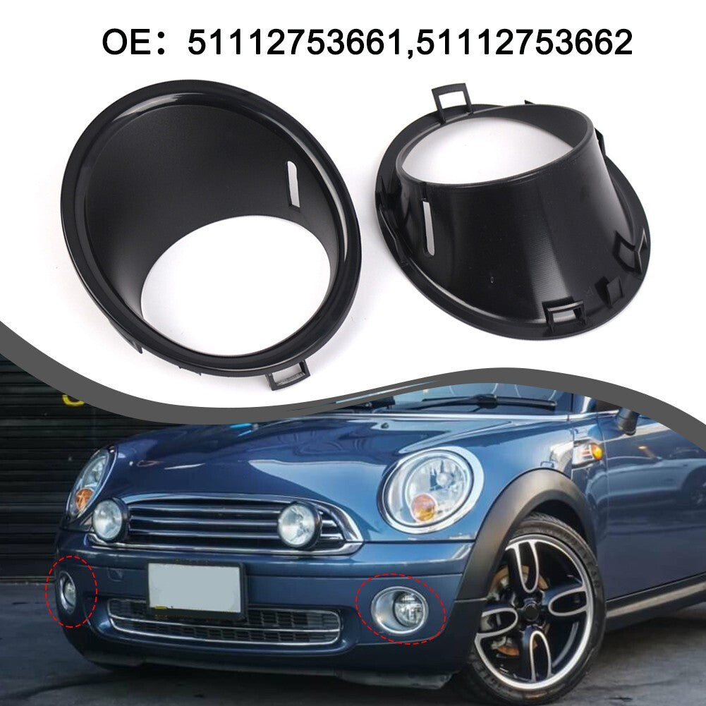 Pair Front Fog Light Lamp Black Trim Ring Cover for Mini For Cooper R55 R56 R57