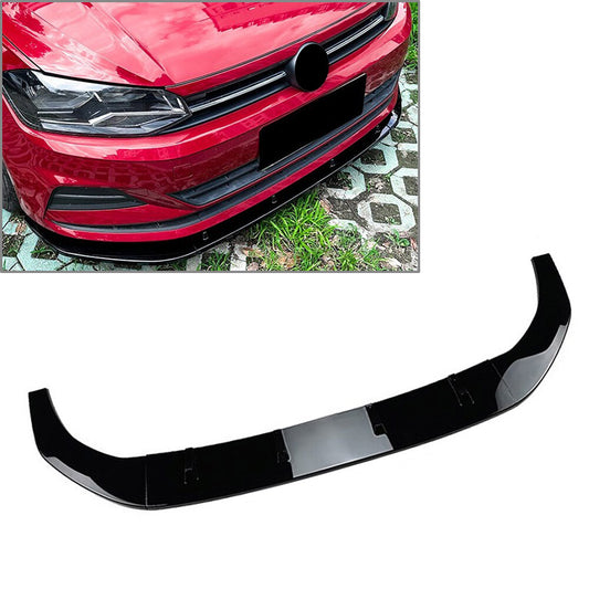 Front Bumper Splitter Spoiler Lip Glossy Black for Volkswagen Polo MK6 2018-2023