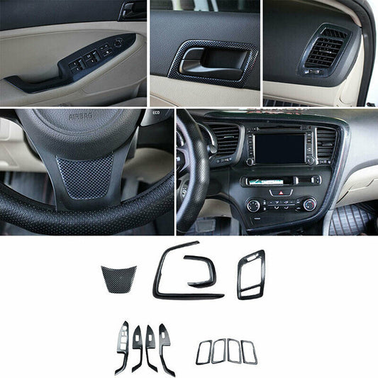for Kia Optima 2011-2015 Carbon Fiber Interior Dash Panel Decor Cover Trim Kit