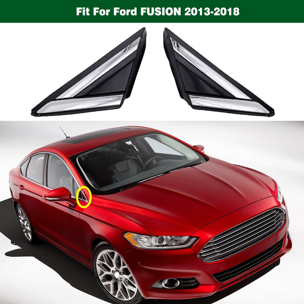 Front Door Window Mirror Molding Corner Covers Trim  for ford  Fusion 2013-2018