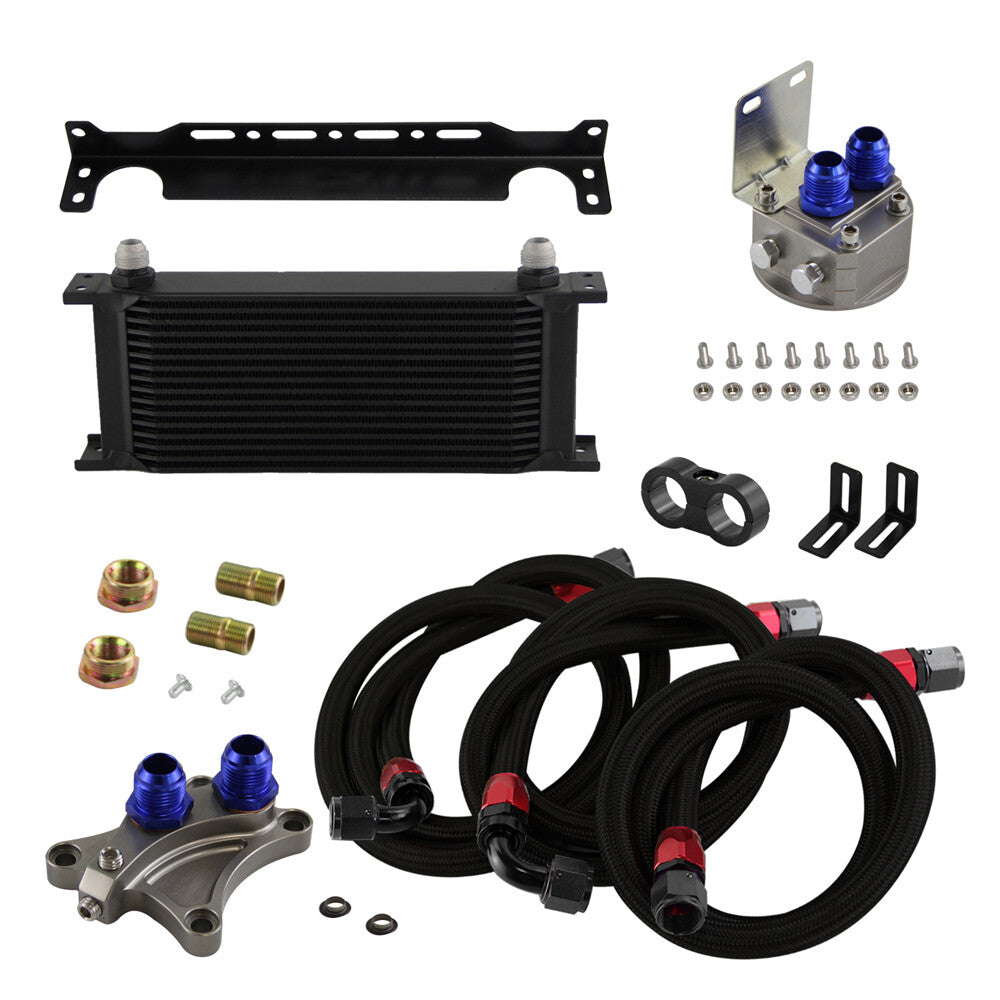 16 Row AN10 Oil Cooler Kit for Nissan Silvia S13 S14 S15 180SX 200SX SR20DET BK