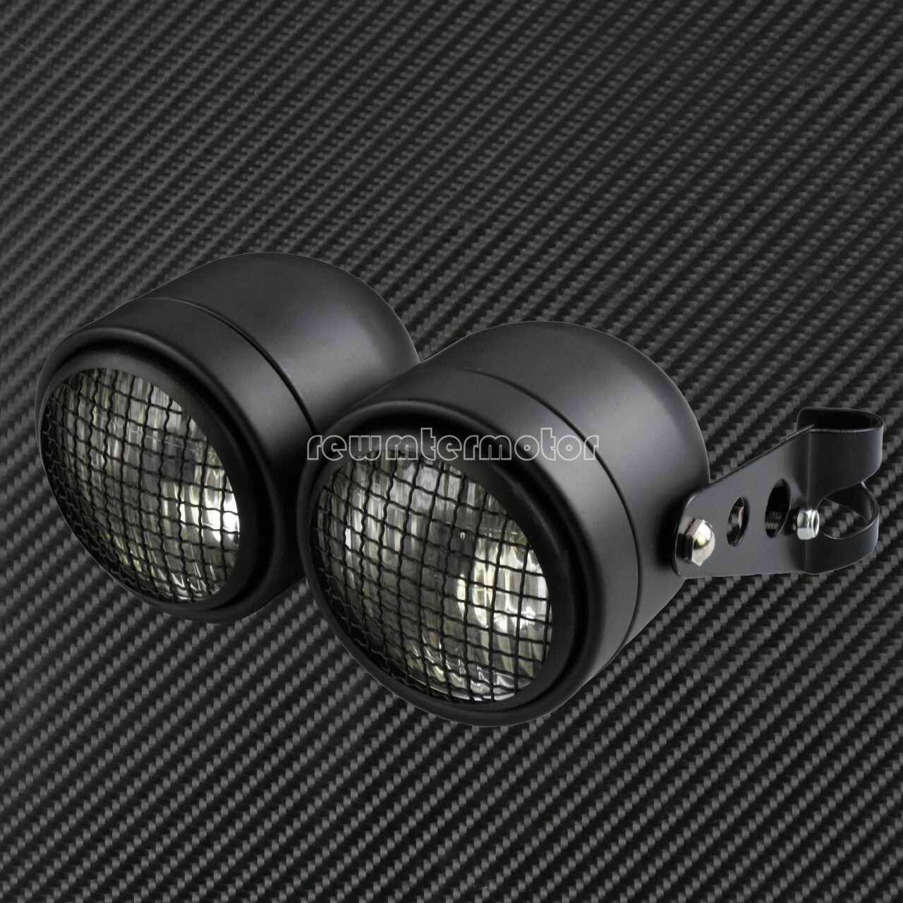Grill Twin Headlight Motorcycle Double Dual Lamp w/ Bracket For Street Fighter