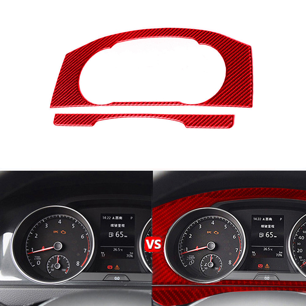Red Carbon Fibre Dashboard Console Area Trim for VW for Golf MK7 2014-2019