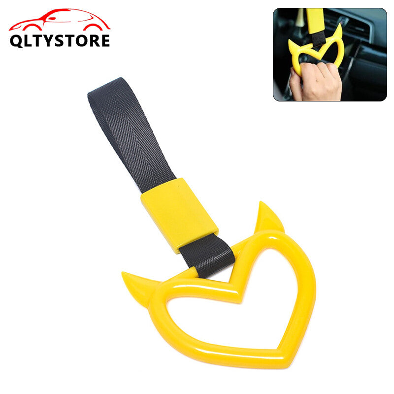 Devil Heart Red JDM Tsurikawa Ring Subway Train Bus Handle Strap Charm Yellow