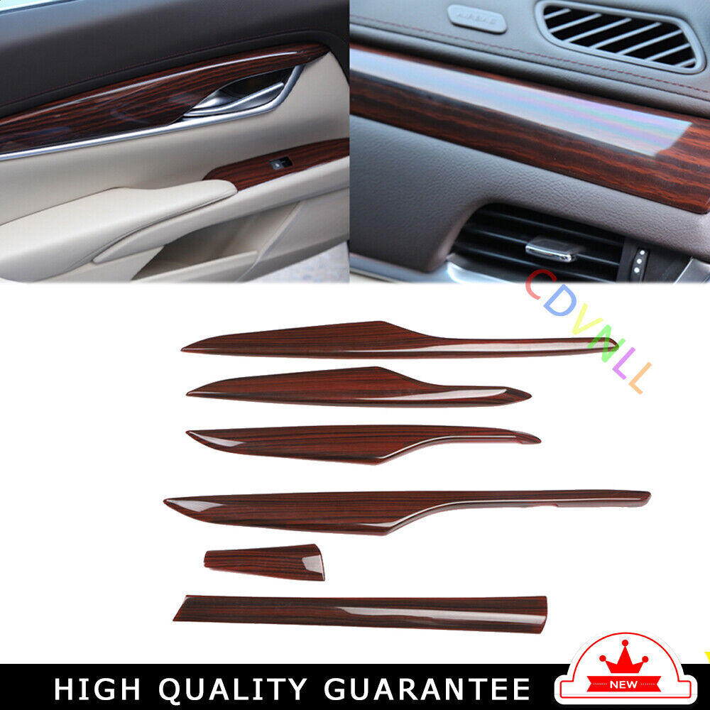 Car Interior Decoration Full Set Trim 4 for Cadillac XTS 2013-17 Red Wood Grain