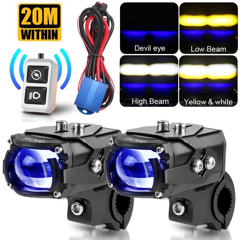 Motorcycle LED Headlight Bulb Spotlight Fog light driving Lamp with Switch 100W