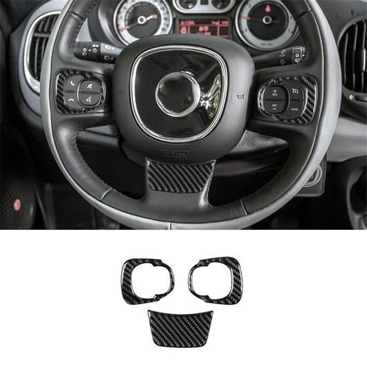 3Pcs Carbon Fiber Steering Wheel Accent Cover Trim For 2014-2017 for Fiat 500L