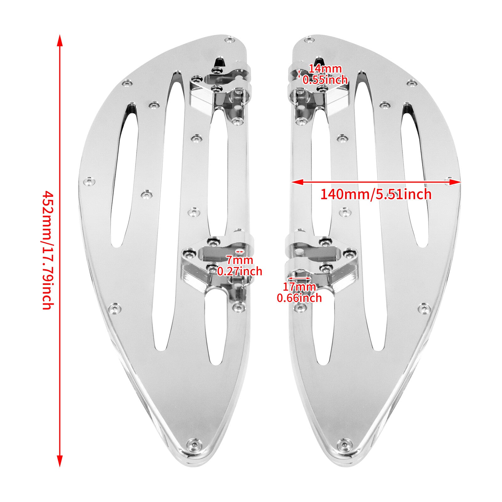Chrome Front Driver Stretched Floorboards for Harley Touring Road Electra Glide