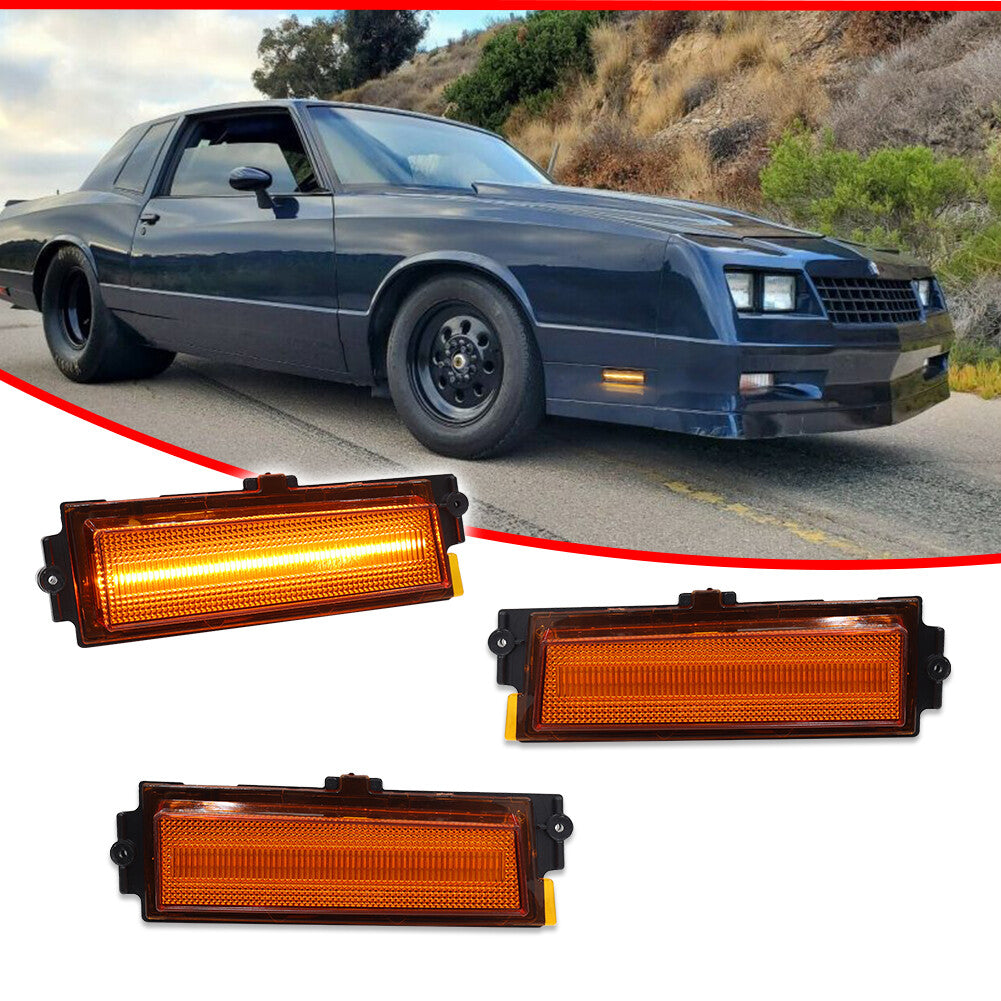 Suitable for 1981-1988 for Chevrolet Monte Carlo SS LED Front Fender Side Marker Lights, Amber 2-Piece Set