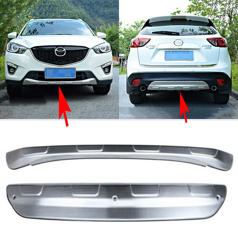 for Mazda CX-5 2012-2016 Silver titanium Front+Rear Bumper Skid Protector Guards