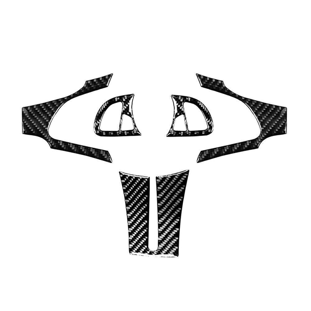 5 Pcs Steering Wheel Kit Cover Trim Black for BMW Z4 E85 2003-2008 Carbon Fiber