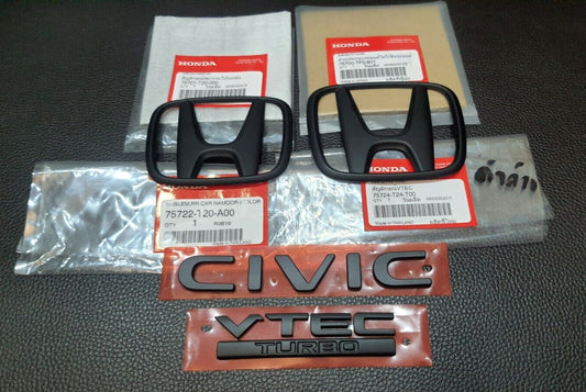 SET MATT BLACK H for CIVIC FE TURBO EMBLEM BADGE FOR REAR for HONDA for CIVIC FE 21-23