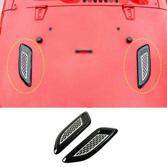 2P Glossy Black Engine Hood Moulding Sticker Trim for Jeep for Wrangler JK 2007-2017