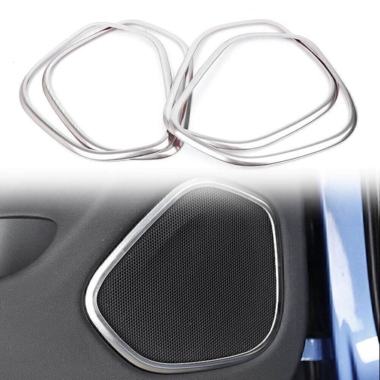 4x Silver Steel Interior Car Door Speaker Cover Trims Fit for Volvo XC60 2018