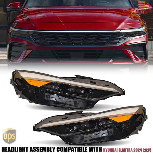 For 2024-2025 for Hyundai for Elantra LED Headlamps Headlight Assy Left | Right Pair Set