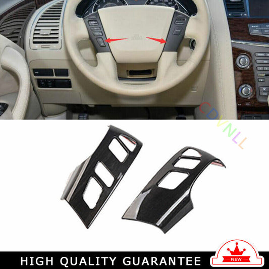 Steering Wheel Button Frame Trim for Nissan Armada Y62 2017-20 Black Wood Grain