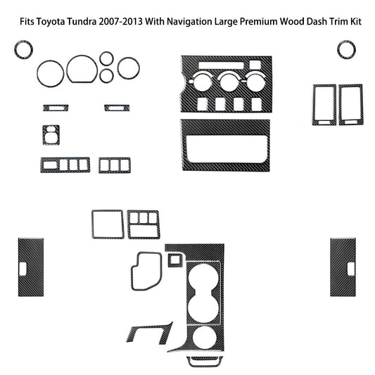 27Pcs Carbon Fiber Interior Full Set Kit Cover Trim for Toyota Tundra 2007-2013