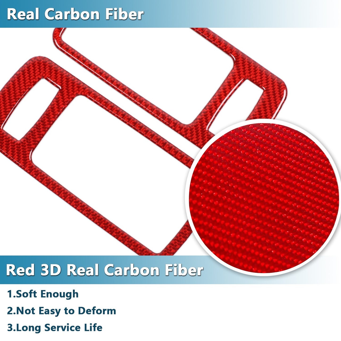 Carbon Fiber Red Inner Door Handle Panel Cover Trim for Ford for Mustang 2009-2013