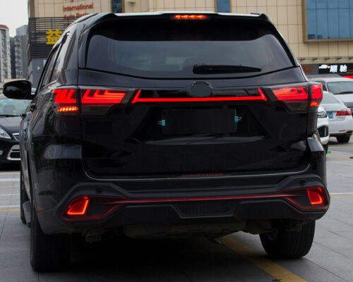 for Toyota Highlander 2014-2019 Black Tail Gate Trunk LED Tail Light Cover Trim